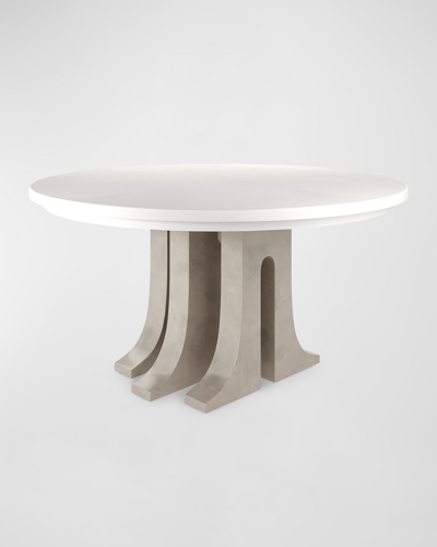 Shop Casa Ispirata Aqueduct 60" Round Dining Table In Lino Bianco