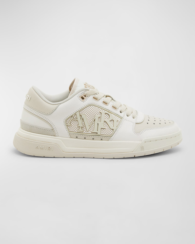 Shop Amiri Bicolor Leather Low-top Sneakers In Alabaster