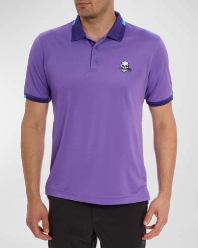 Shop Robert Graham Men's Skull Rose Knit Polo Shirt In Purple