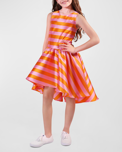 Shop Habitual Girl's Sleeveless High-low Stripe Dress