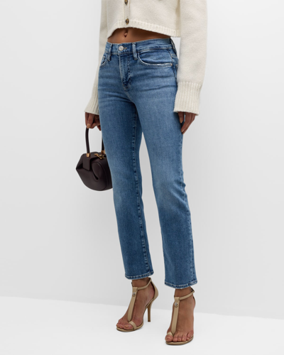 Shop Frame Le High Straight Ankle Jeans In Daphne Blue