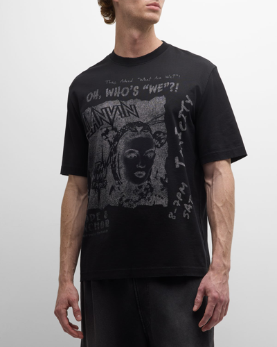 Shop Lanvin Men's Face Graphic T-shirt In Black