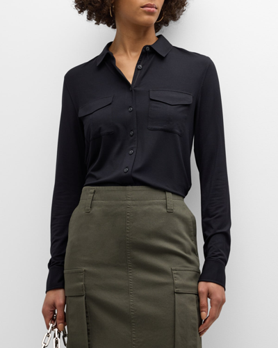 Shop Rag & Bone Luca Knit Button-front Shirt In Black