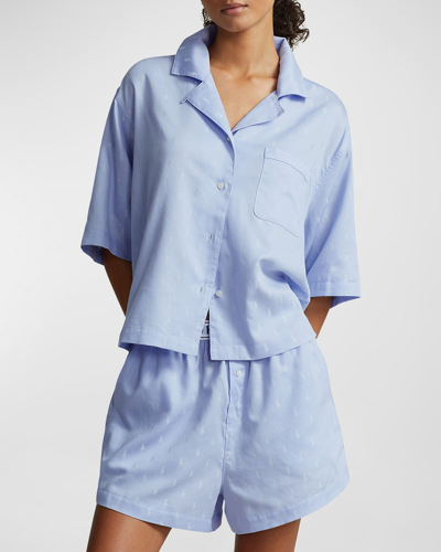 Shop Polo Ralph Lauren Jacquard Polo Player Pajama Set In Blue
