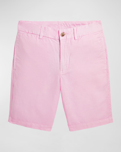 Shop Ralph Lauren Girl's Linen Preppy Shorts In Carmel Pink