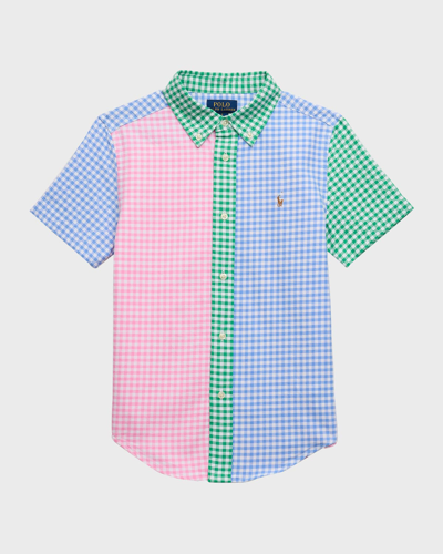 Shop Ralph Lauren Boy's Classic Oxford Short-sleeve Button-front Sport Shirt In Gingham Fun