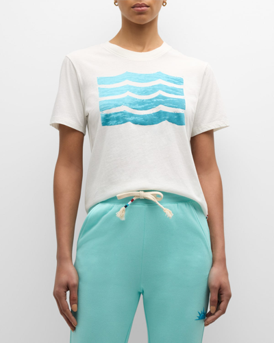 Shop Sol Angeles Baltic Sea Waves Crewneck T-shirt In D White