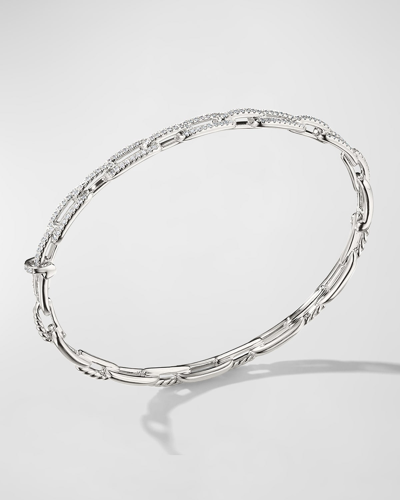 Shop David Yurman Stax Chain Link Bracelet In 18k White Gold W/ Diamonds In 40 White