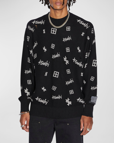 Shop Ksubi Men's Trash Box Knit Crew Sweater In Black