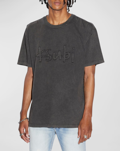 Shop Ksubi Men's Biggie Faded Logo T-shirt In Black