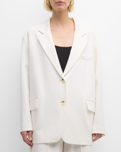 Shop Dorothee Schumacher Emotional Essence Oversized Jersey Jacket In Camellia White