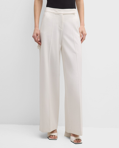 Shop Dorothee Schumacher Emotional Essence High-rise Pintuck Pants In Camellia White
