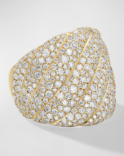 Shop David Yurman 20mm Sculpted Cable Ring With Diamonds In 18k Gold