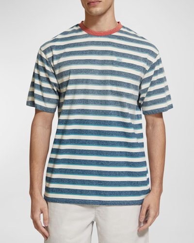 Shop Scotch & Soda Men's Yarn-dyed Stripe Pocket T-shirt In Off White