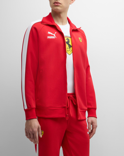 Shop Puma X Ferrari Men's Race Iconic T7 Track Jacket In Red