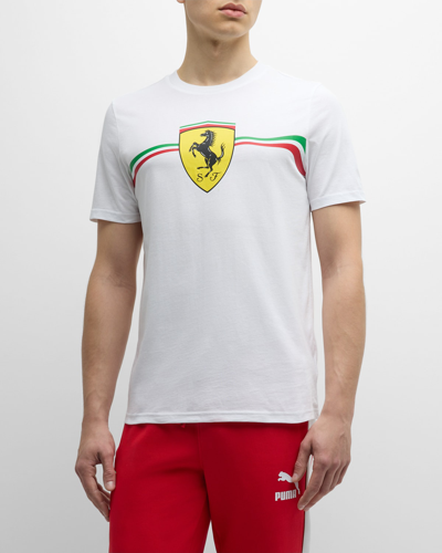 Shop Puma X Ferrari Men's Race Shield Heritage T-shirt In White