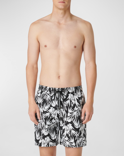 Shop Bugatchi Men's Cosmo Mid-length Swim Shorts In Black