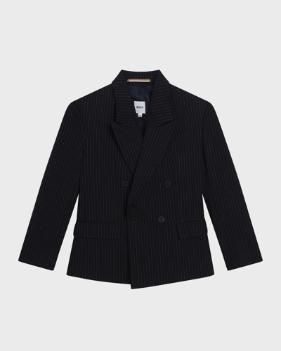Shop Hugo Boss Boy's Striped Suit Jacket In Navy