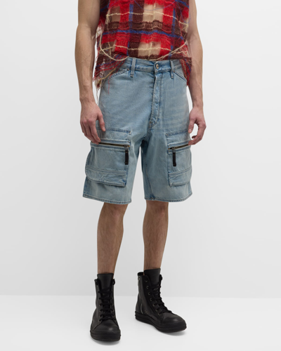 Shop G-star Raw Men's Loose Denim Cargo Shorts In Sun Faded Cloudbu