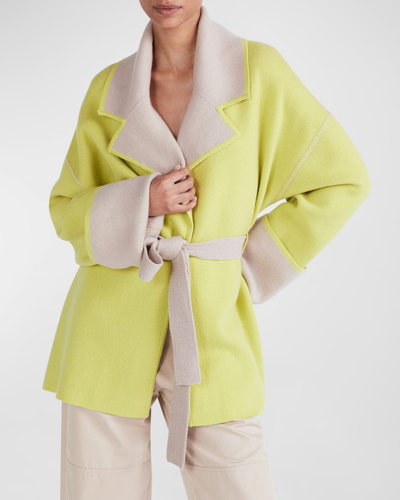Shop Derek Lam 10 Crosby Kirsten Reversible Colorblock Wrap Sweater Coat In Dopey