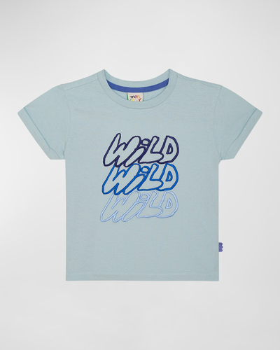 Shop Mon Coeur Boy's Wild Graphic-print Short-sleeve Cotton T-shirt In Sterling Blue