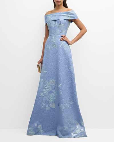 rickie freeman evening dresses Teri Jon Metallic Jacquard Floral V Neck Gown Size 2 Wear as Mother of the Bride or Groom Rickie Freeman Teri Jon Beaded