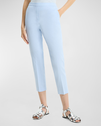 Shop Theory Treeca Good Linen Cropped Pull-on Ankle Pants In Skylt