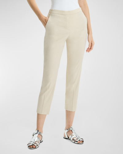 Shop Theory Treeca Good Linen Cropped Pull-on Ankle Pants In Straw