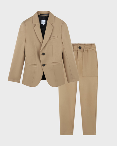 Shop Hugo Boss Boy's Milano Two-piece Suit In Cookie