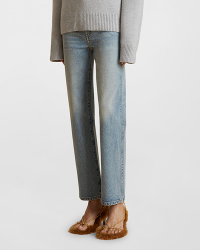Shop Khaite Abigail High-rise Straight-leg Ankle Jeans In Bryce Stretch