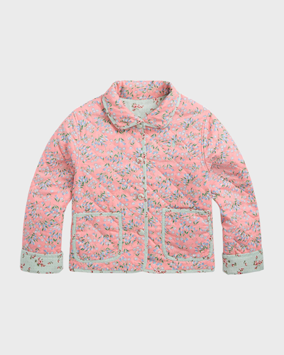 Shop Ralph Lauren Girl's Reversible Quilted Cotton Linen Jacket In Seze Floral Jane