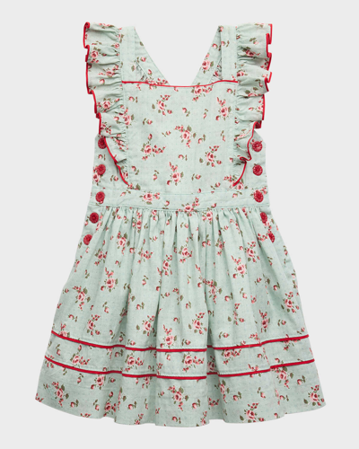 Shop Ralph Lauren Girl's Cotton Linen Floral Dress In Janee Ditsy