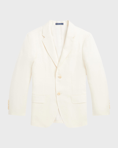 Shop Ralph Lauren Boy's Solid Linen Tailored Sport Coat In Light Cream