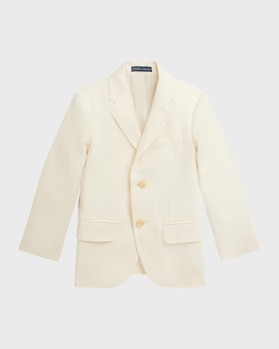 Shop Ralph Lauren Boy's Solid Linen Tailored Sport Coat In Light Cream