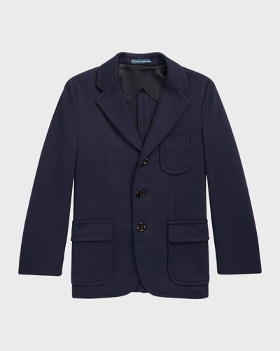 Shop Ralph Lauren Boy's Tailored Interlock Sport Coat In Navy