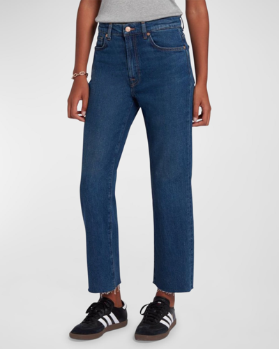 Shop 7 For All Mankind Logan Stovepipe Cropped Jeans In Blue Bell