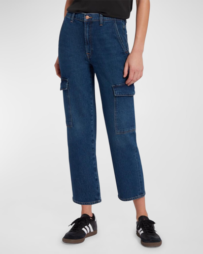 Shop 7 For All Mankind Cargo Logan Cropped Jeans In Blue Bell