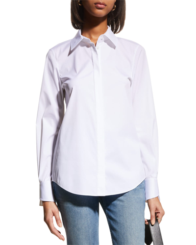 Shop Lafayette 148 Wright Stretch Cotton Shirt In Bluff Pink