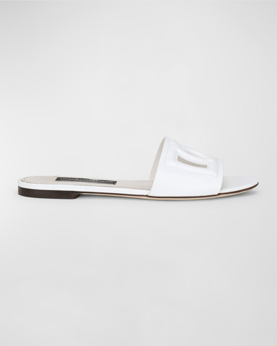 Shop Dolce & Gabbana Cutout Dg Flat Slide Sandals In Coral