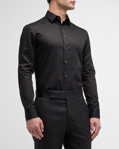Shop Giorgio Armani Men's Basic Sport Shirt In Black