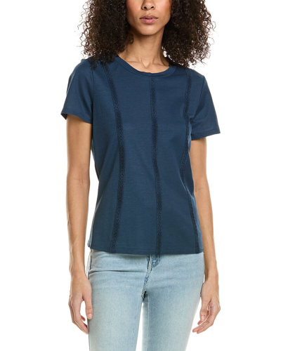 Shop Bobeau Lace Paneled Top In Navy