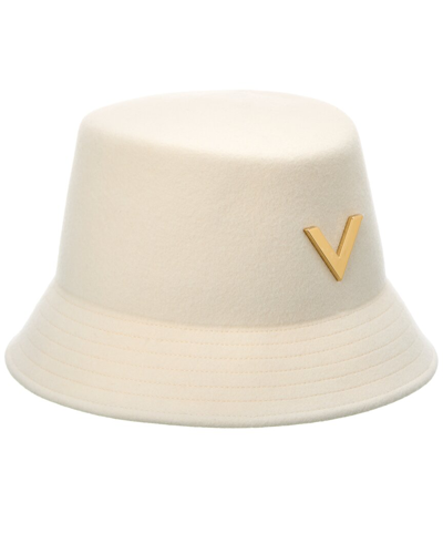 Shop Valentino Wool Bucket Hat In White