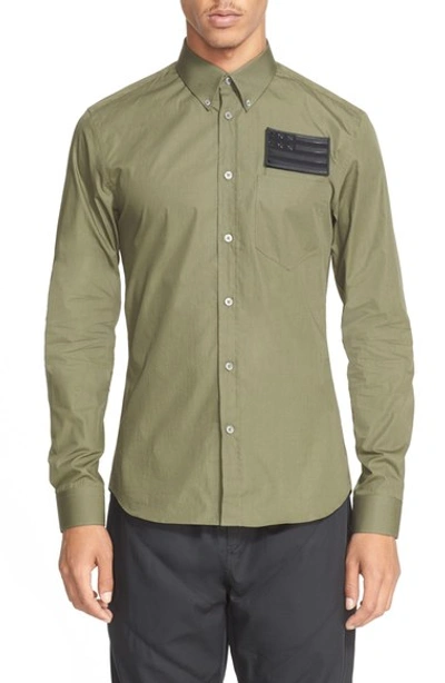 Givenchy Extra Trim Fit Shirt With Removable Patch In Olive