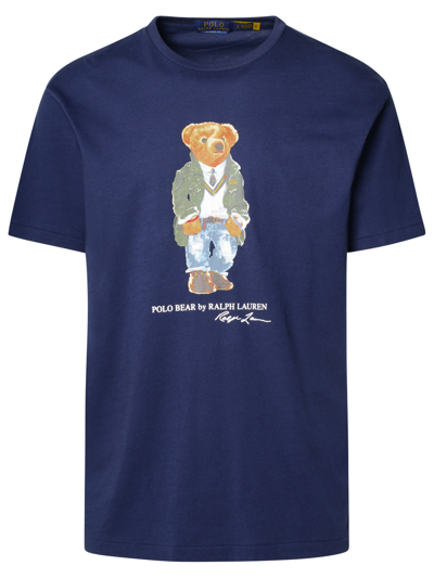Shop Polo Ralph Lauren Blue Cotton T-shirt In Newport Navy Hrtg Bear
