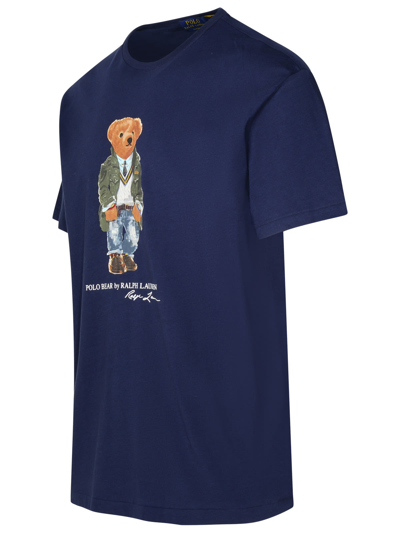 Shop Polo Ralph Lauren Blue Cotton T-shirt In Newport Navy Hrtg Bear