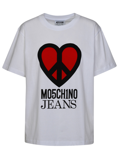 Shop M05ch1n0 Jeans White Cotton T-shirt In Fantasia Bianco
