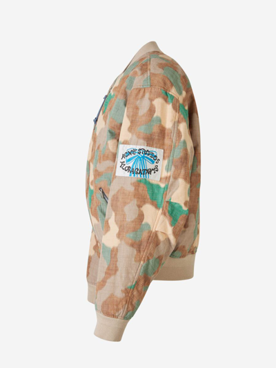 Shop Acne Studios Camouflage Bomber Jacket In Camel