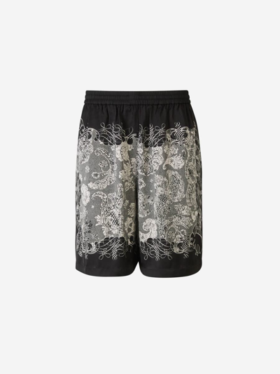 Shop Acne Studios Viscose Printed Bermuda Shorts In Negre