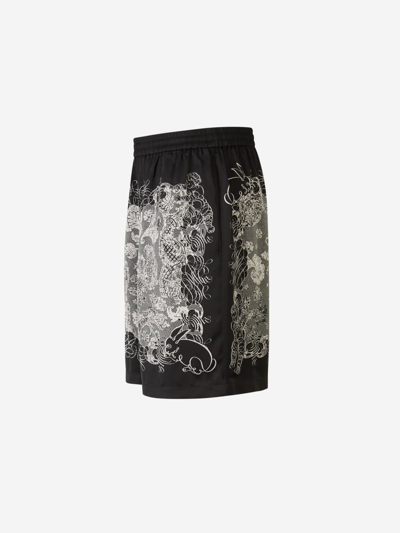 Shop Acne Studios Viscose Printed Bermuda Shorts In Negre