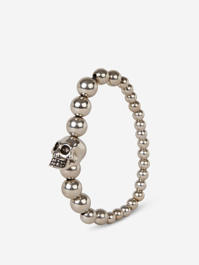 Shop Alexander Mcqueen Skull Beads Bracelet In Negre